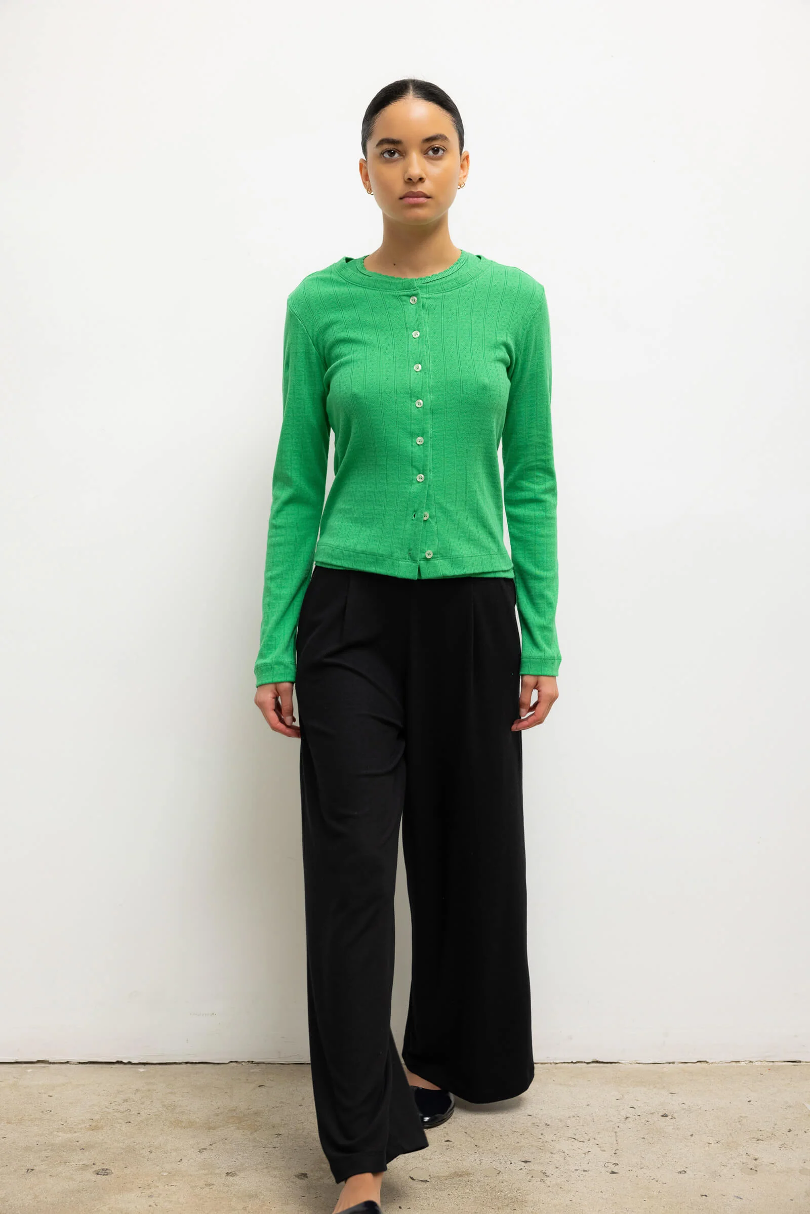 Pointelle Classic Crew Cardigan - Image 4