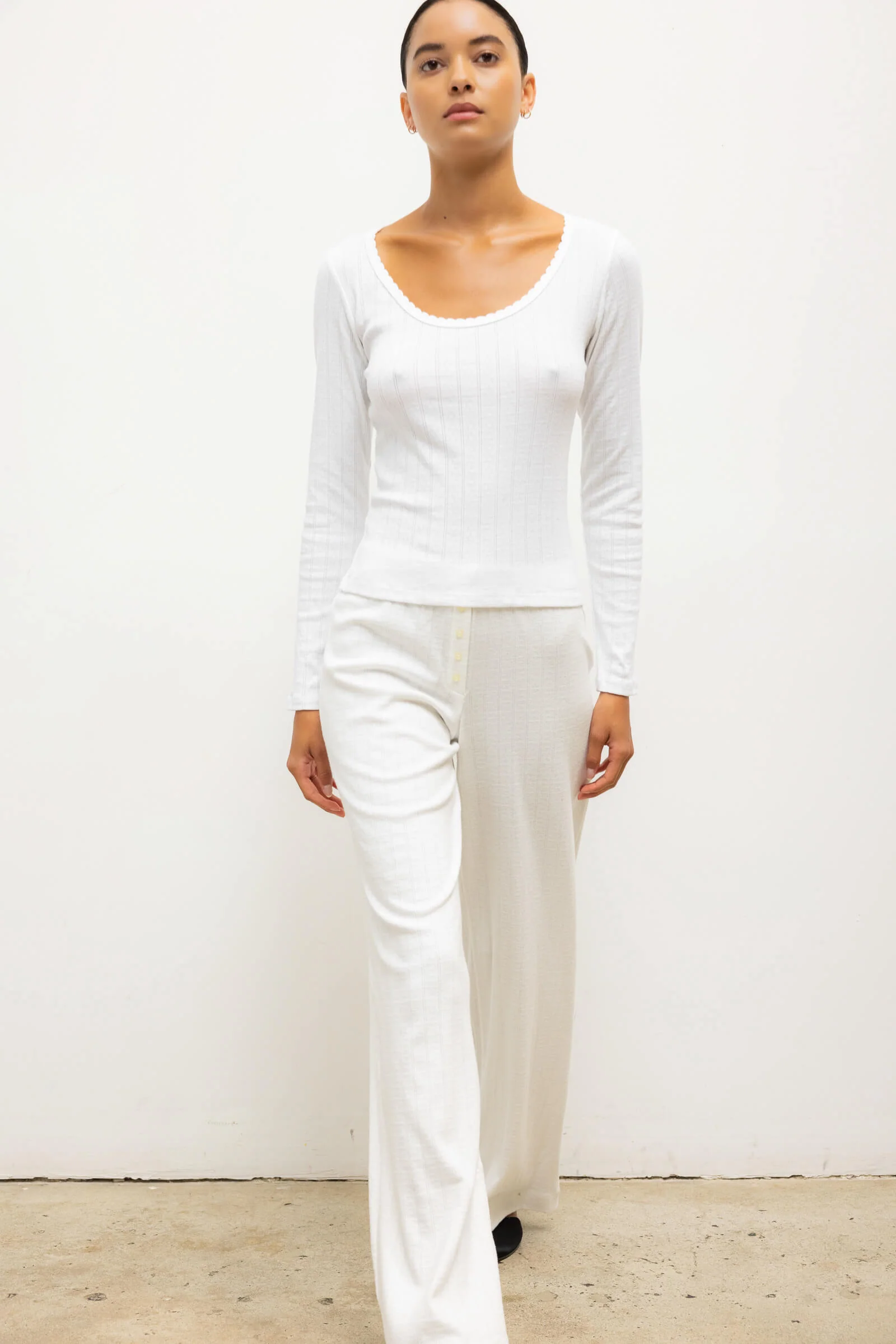 Pointelle Long Sleeve Scoop Neck - Image 4