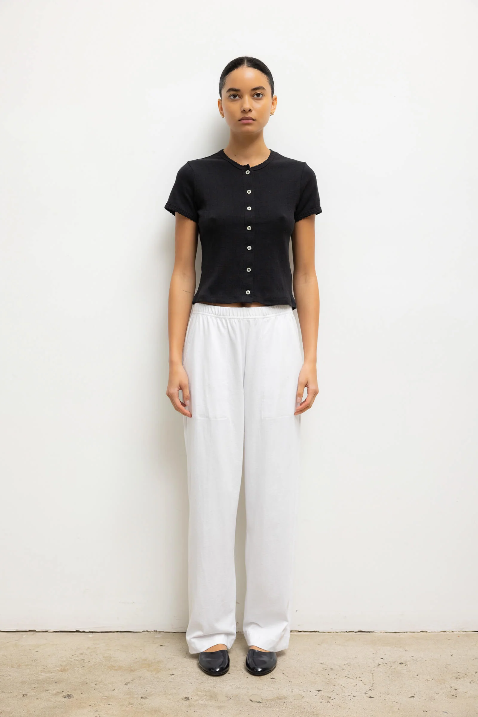 Pointelle Short Sleeve Cardigan - Image 3
