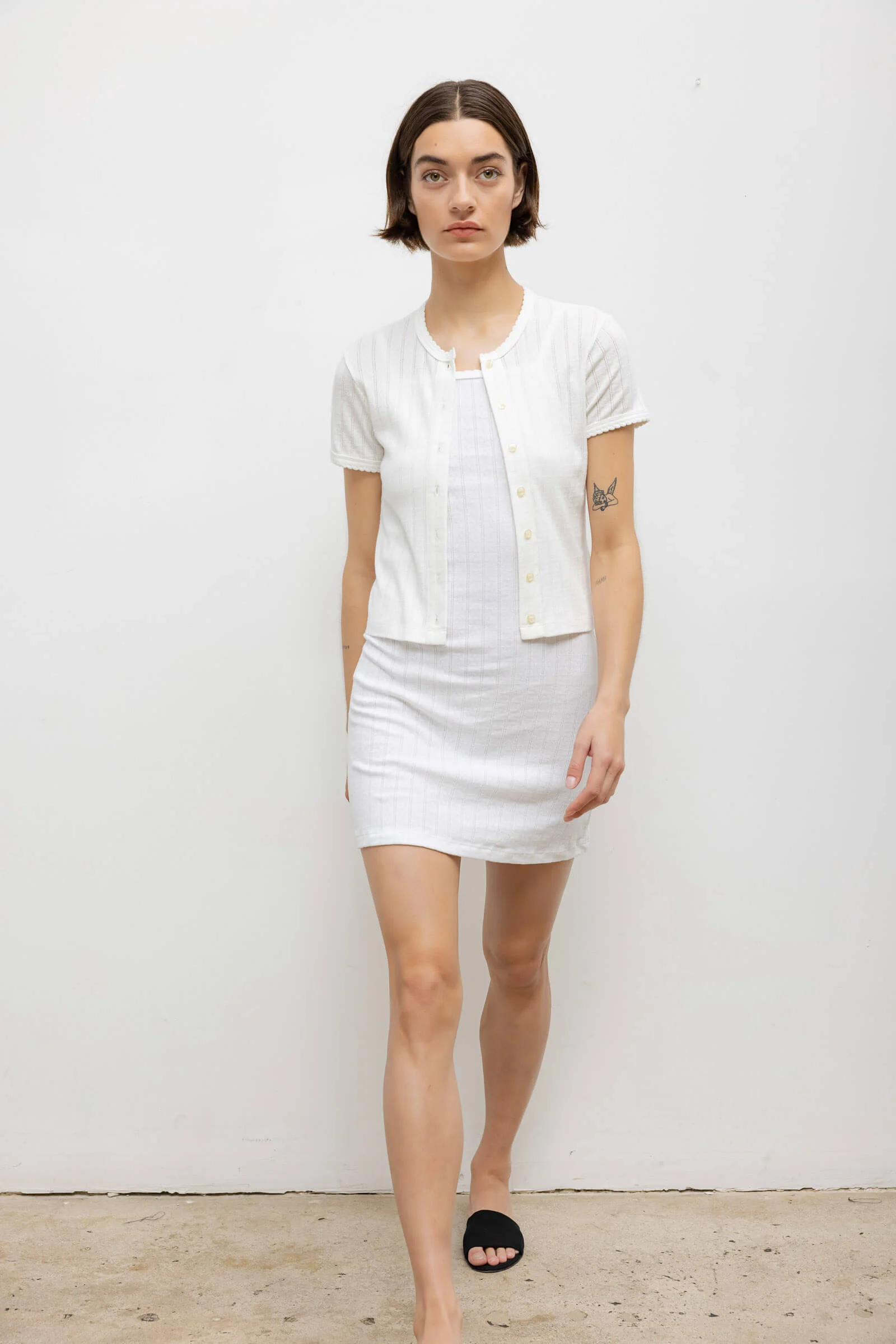 Pointelle Short Sleeve Cardigan - Image 4